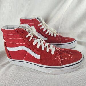Vans Off The Wall Sk8 Hi Top Red Suede Sneakers Men's 6.5 Women's 8